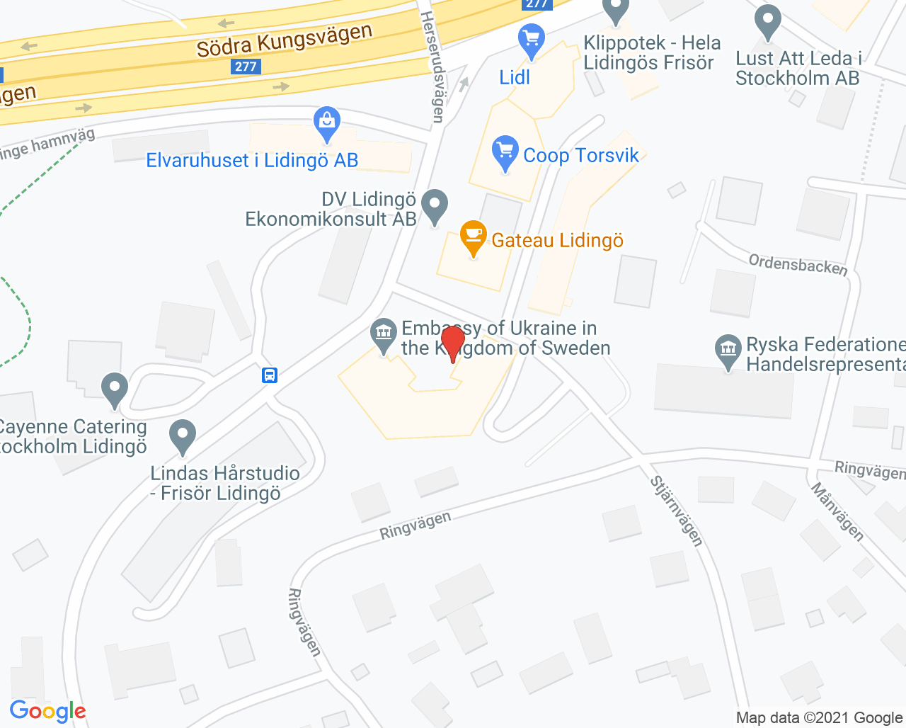 Karta till Lidingö beroendemottagning, Beroendecentrum Stockholm