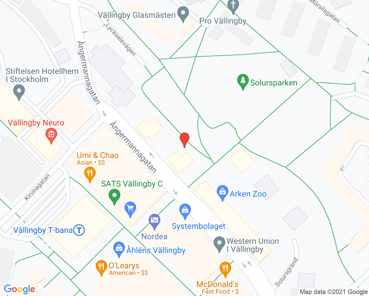 Karta till Vällingby beroendemottagning, Beroendecentrum Stockholm