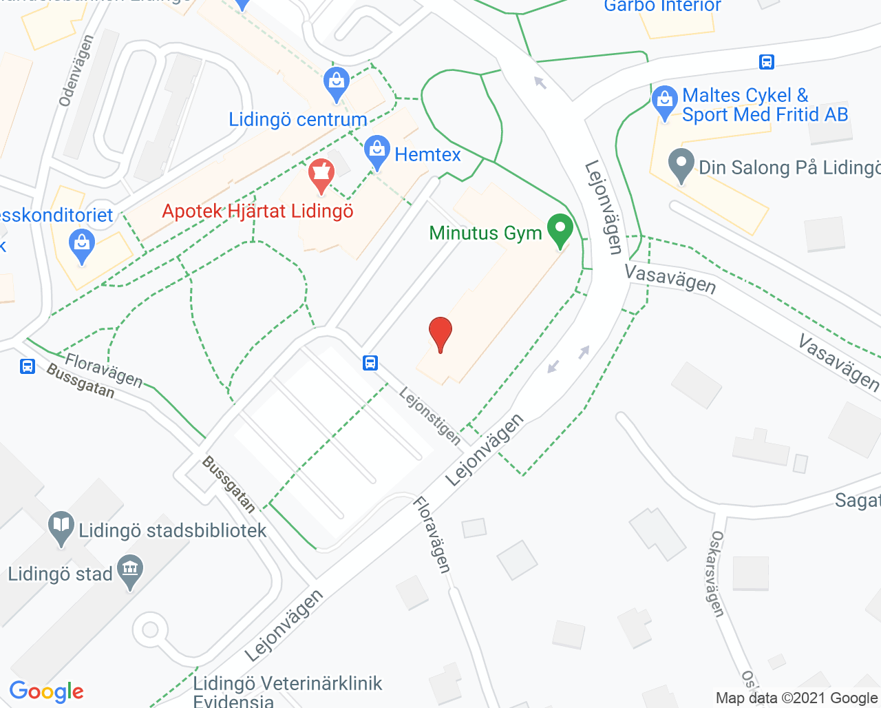 Karta till Lidingö Ortopedmedicinska Team - ALFA Fysi Spec fysioterapi