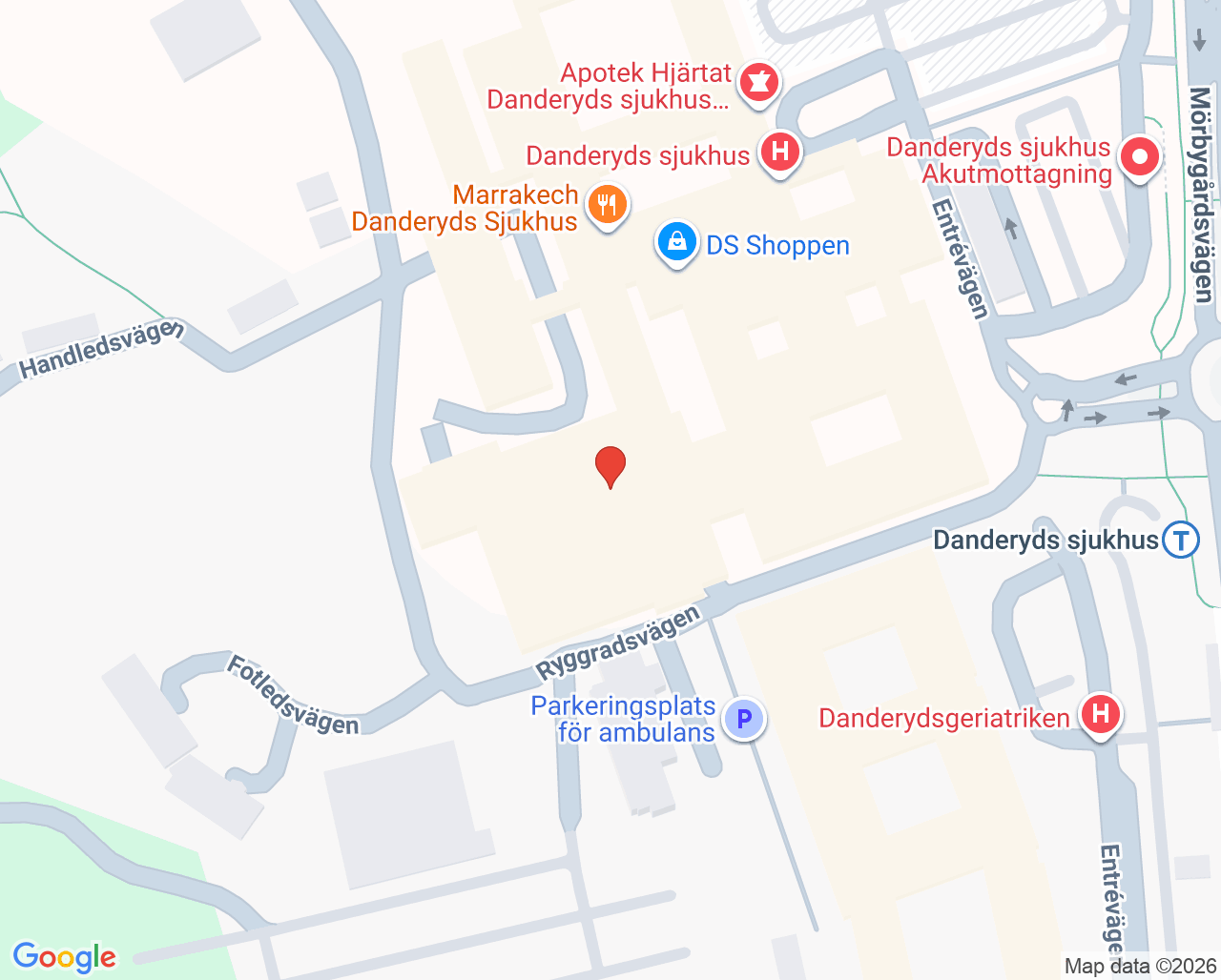 Karta till Njurmedicinmottagning, Njurcentrum Nord, Danderyds sjukhus