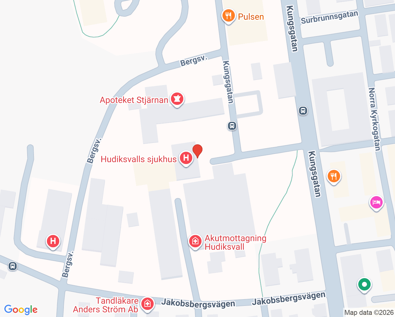 Karta till Endoskopimottagning Hudiksvall