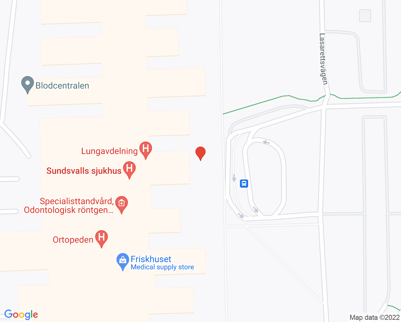 Karta till Operationsavdelning Sundsvall