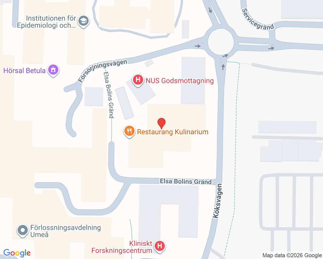 Karta till Arbets- och miljömedicin Västerbotten