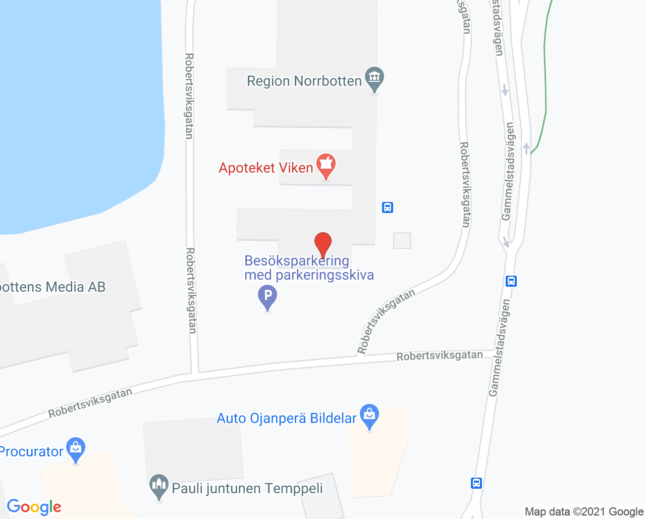 Karta till Syncentralen Regionhuset Luleå