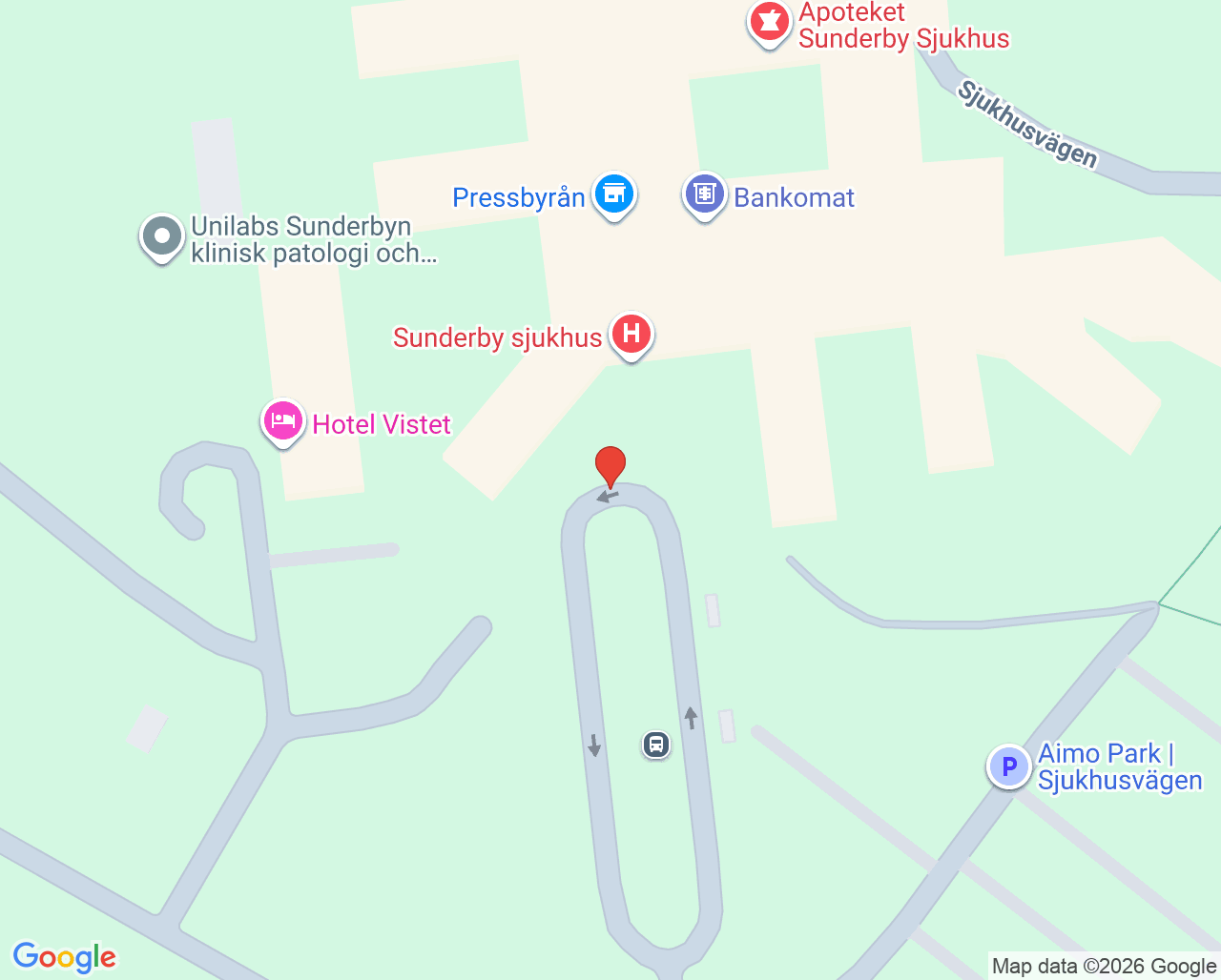 Karta till Läkemedelsmottagningen Sunderby sjukhus