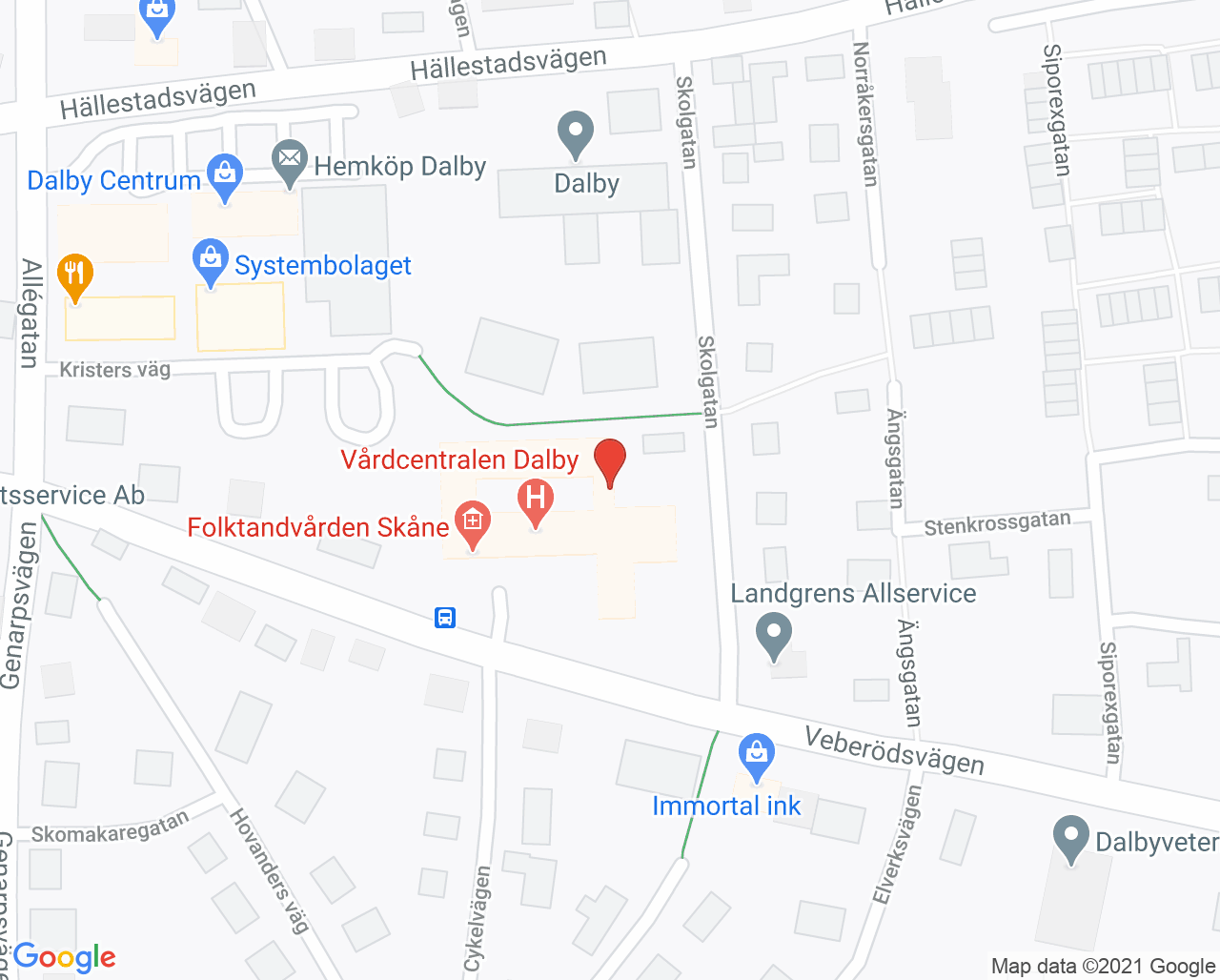 Karta till Vårdcentralen Dalby