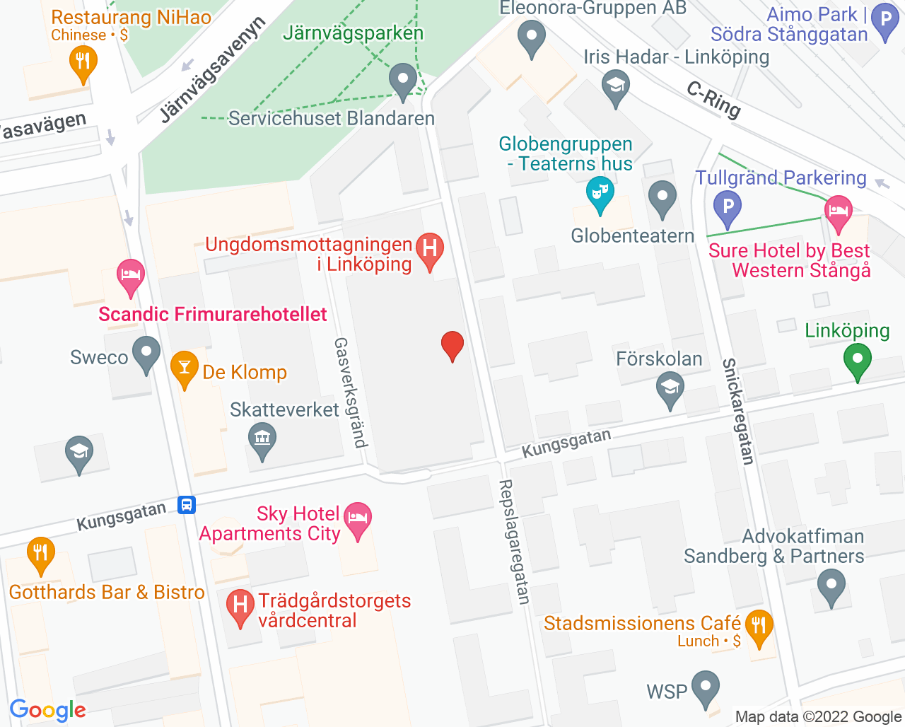 Karta till Unga vuxna Linköping