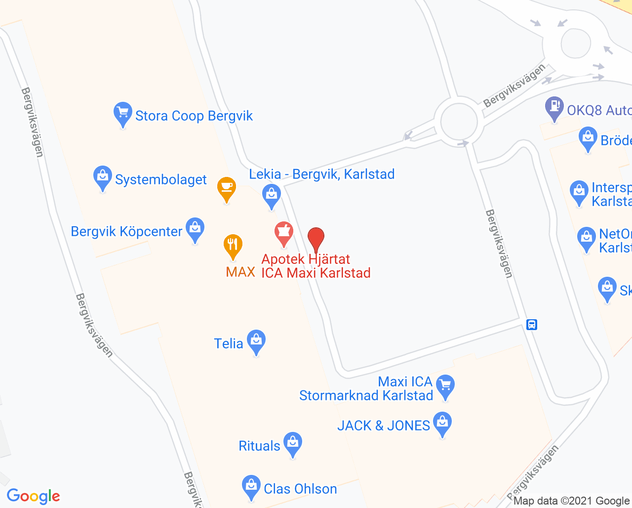 Karta till Synsam Karlstad Bergvik