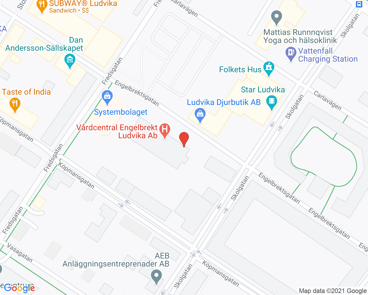 Karta till Barnavårdscentral Engelbrekt