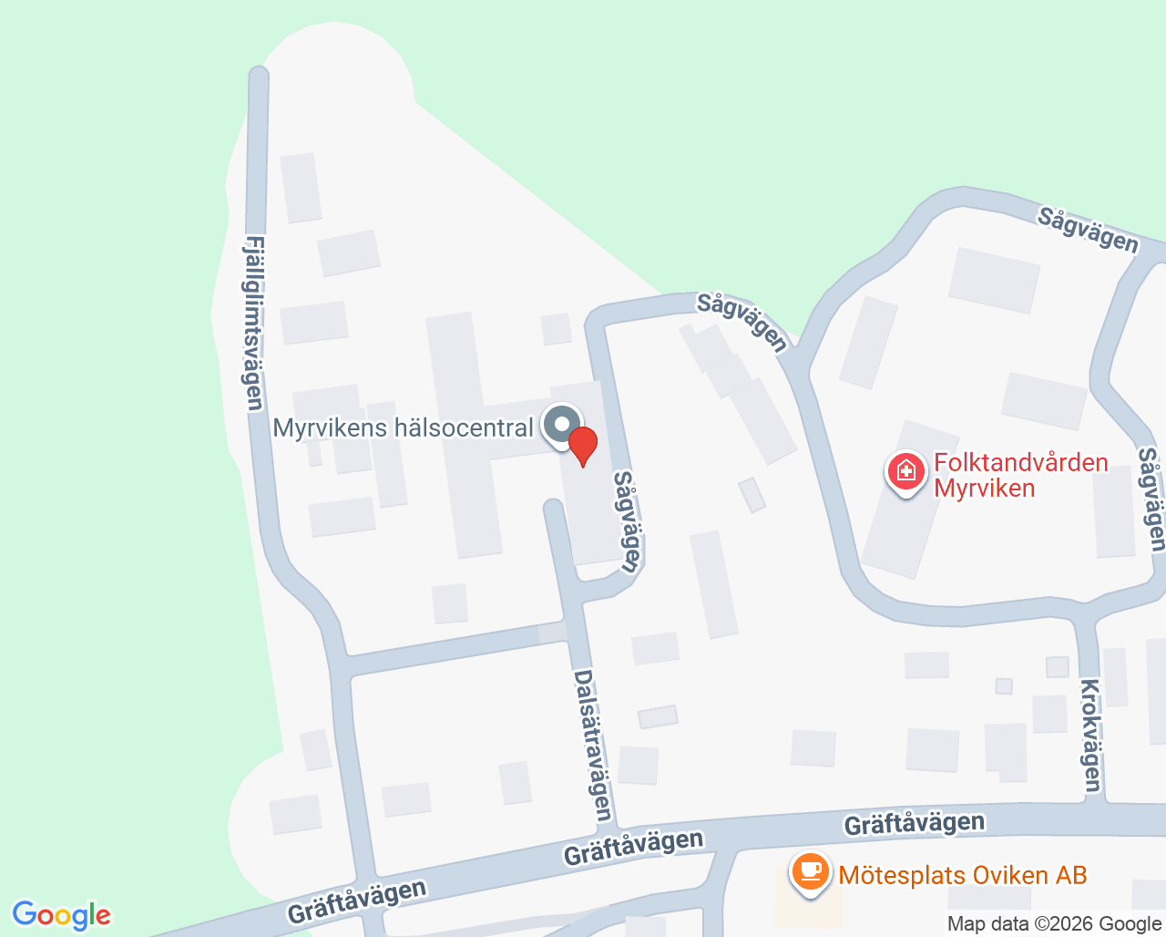 Karta till Myrvikens hälsocentral