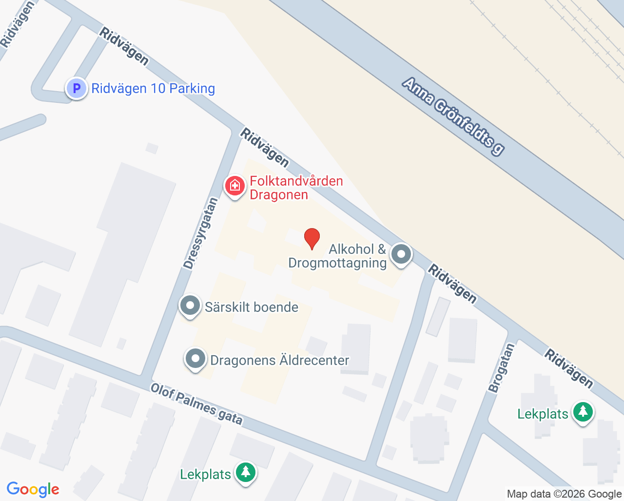 Karta till Folktandvården Dragonen Umeå