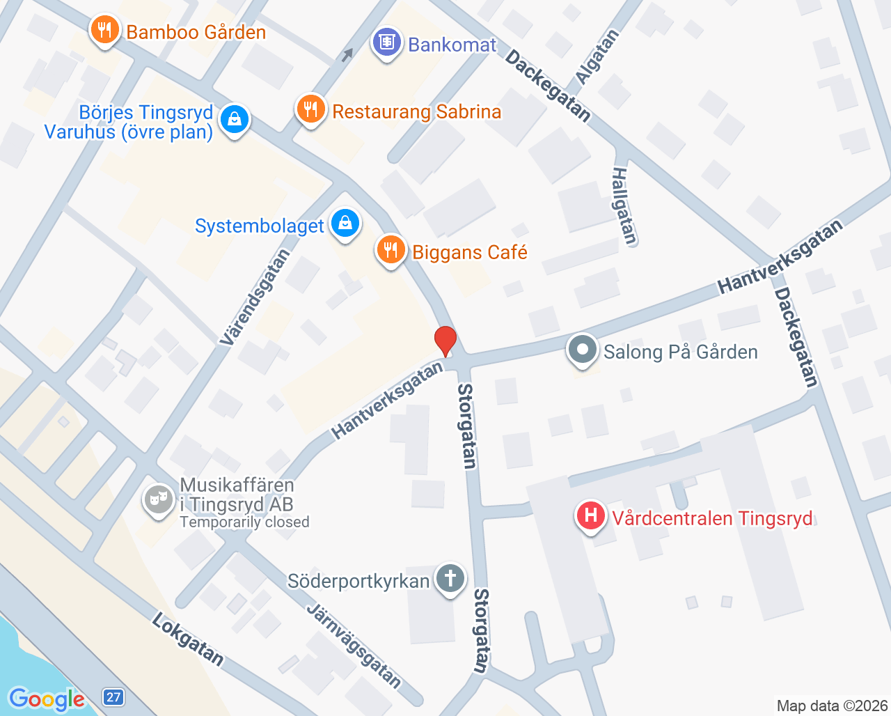 Karta till Folktandvården Tingsryd, Tingsryd