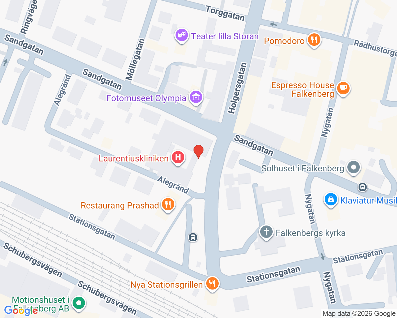 Karta till Psykosociala mottagningen Laurentiuskliniken, Falkenberg