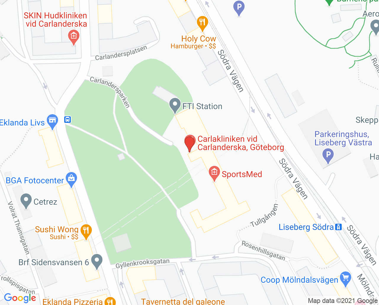 Karta till Carlakliniken Carlanderska Linn Ekhed, Göteborg