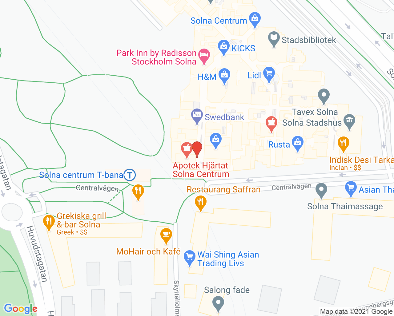 Karta till Tandläkare Marie de Neergaard, Solna
