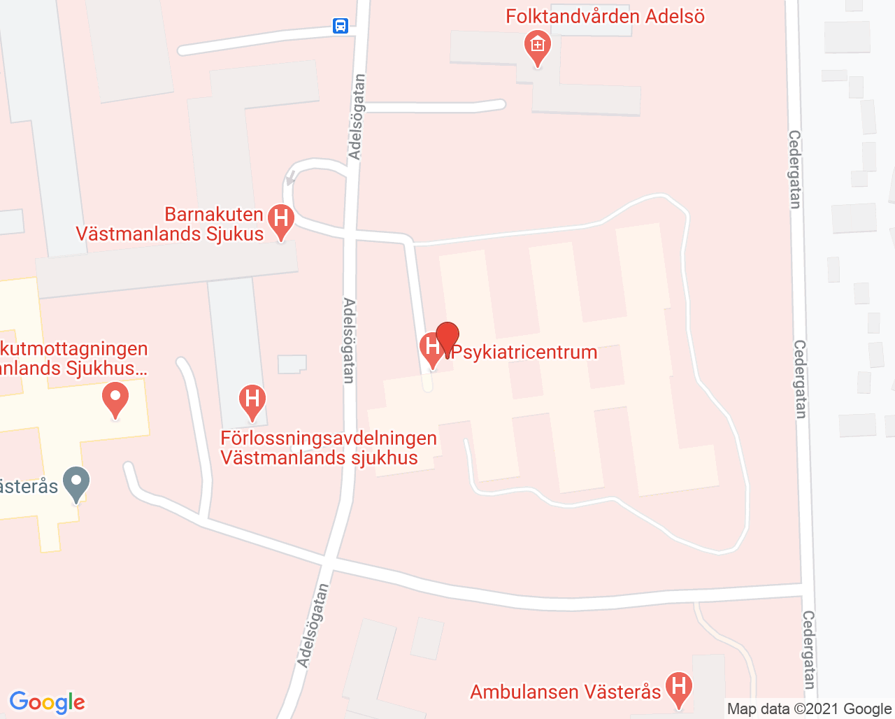 Karta till Vuxenpsykiatriska mottagningen 1 Västerås