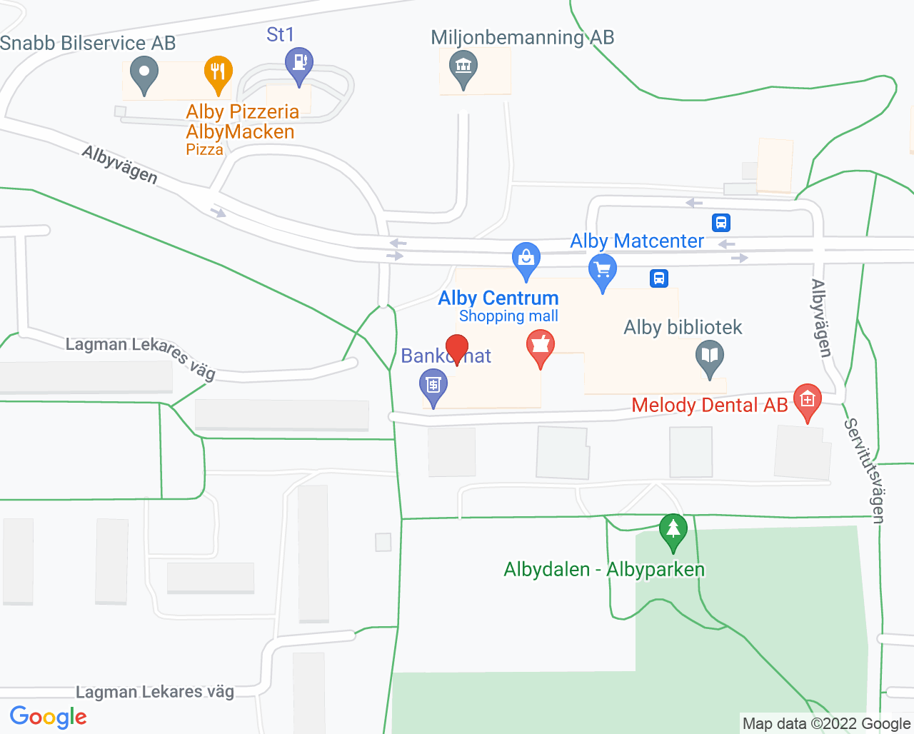 Karta till Alby vårdcentral