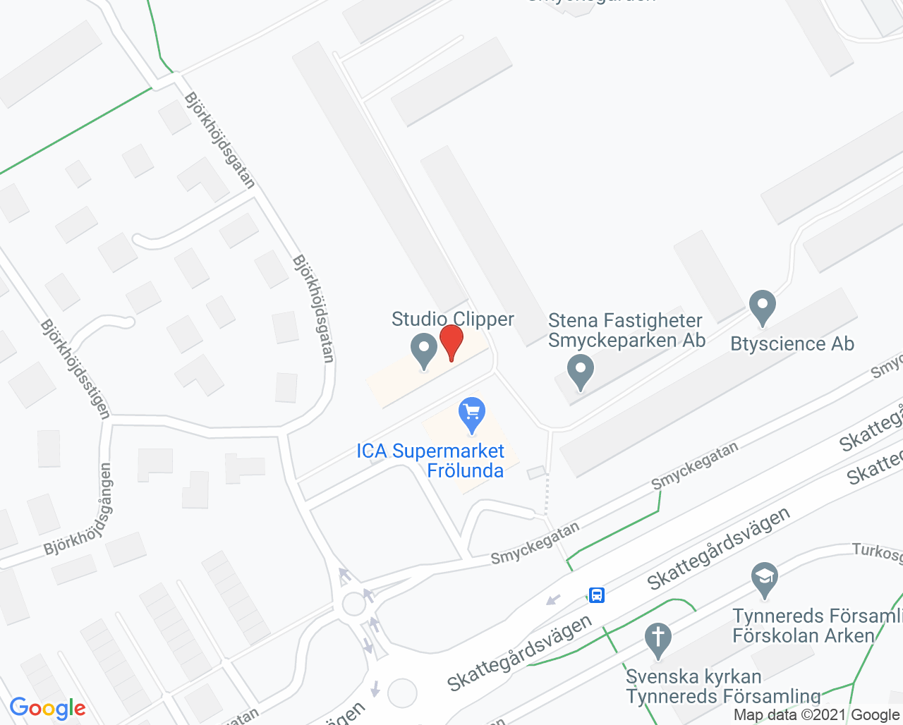 Karta till Smycketorgets tandvård, Västra Frölunda