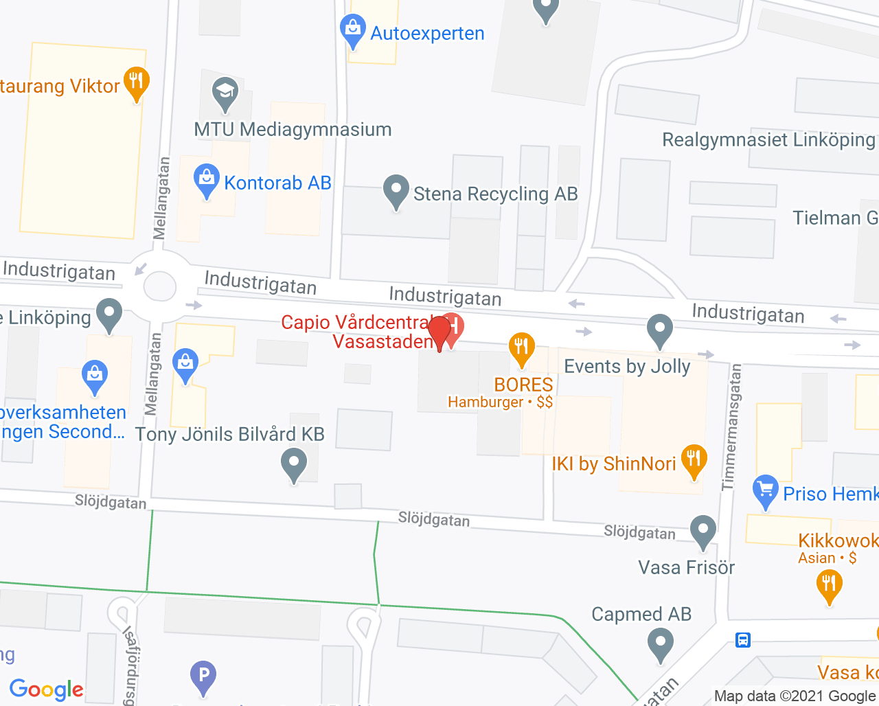 Karta till Barnavårdscentralen, Capio Vårdcentral Vasastaden
