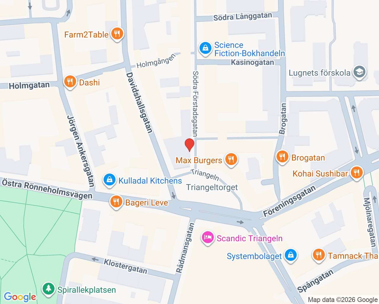 Karta till ABC Tandklinikgruppen, Malmö