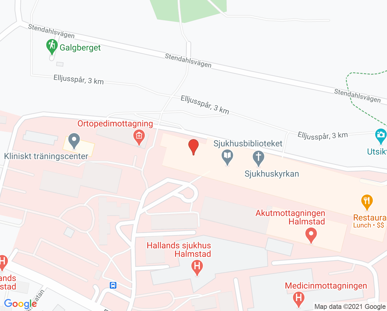 Karta till Avdelning 51 Rehabiliteringsmedicin Hallands sjukhus Halmstad