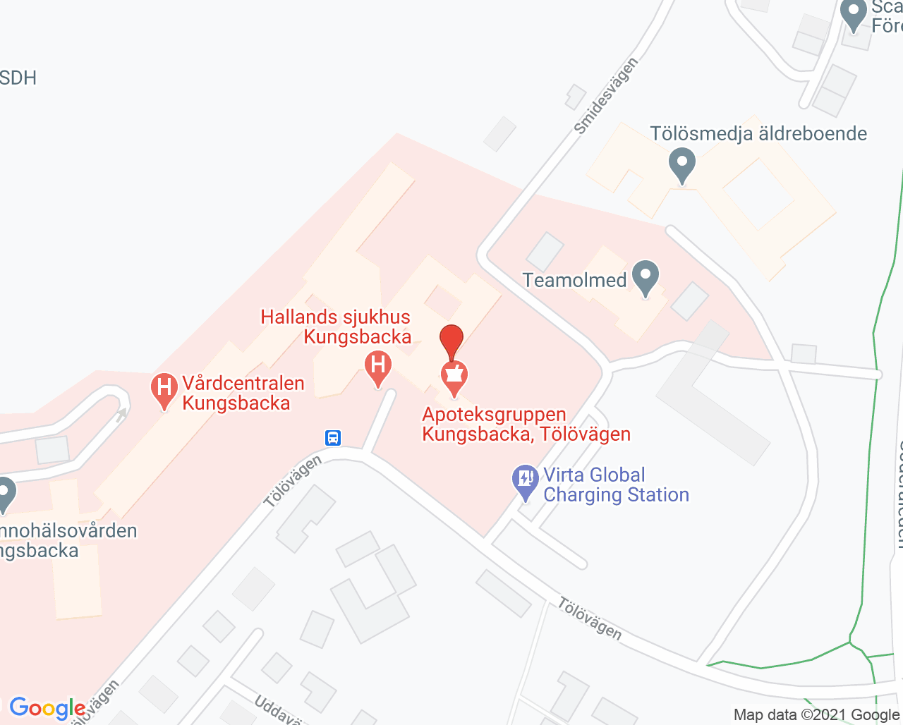 Karta till Gynekologimottagningen Hallands sjukhus Kungsbacka