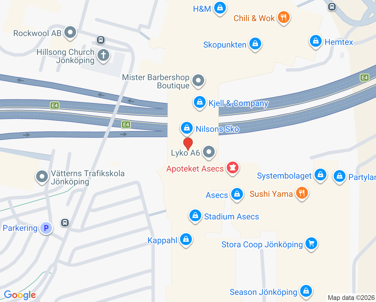 Karta till Synsam Jönköping Asecs