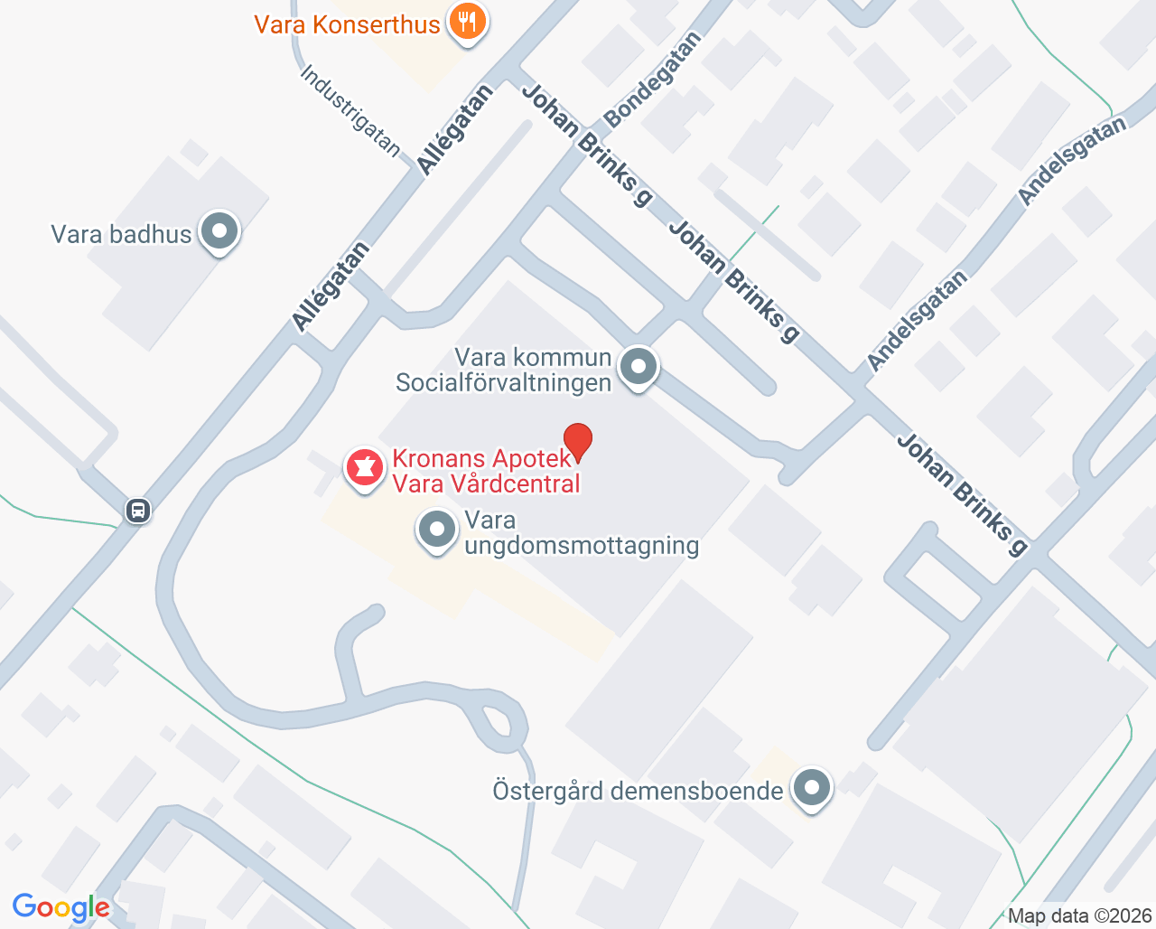 Karta till Vara barnmorskemottagning, Vara