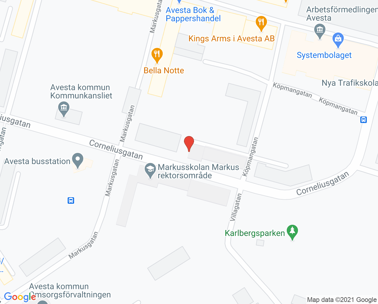 Karta till Barnavårdscentral Avestahälsan