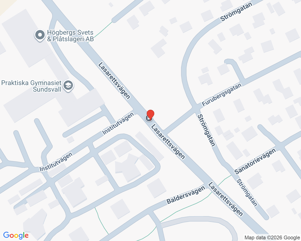 Karta till Rygginstitutet Sundsvall