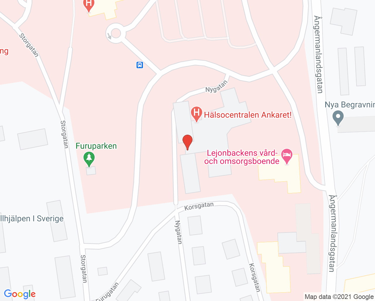 Karta till Hudmottagning Örnsköldsvik