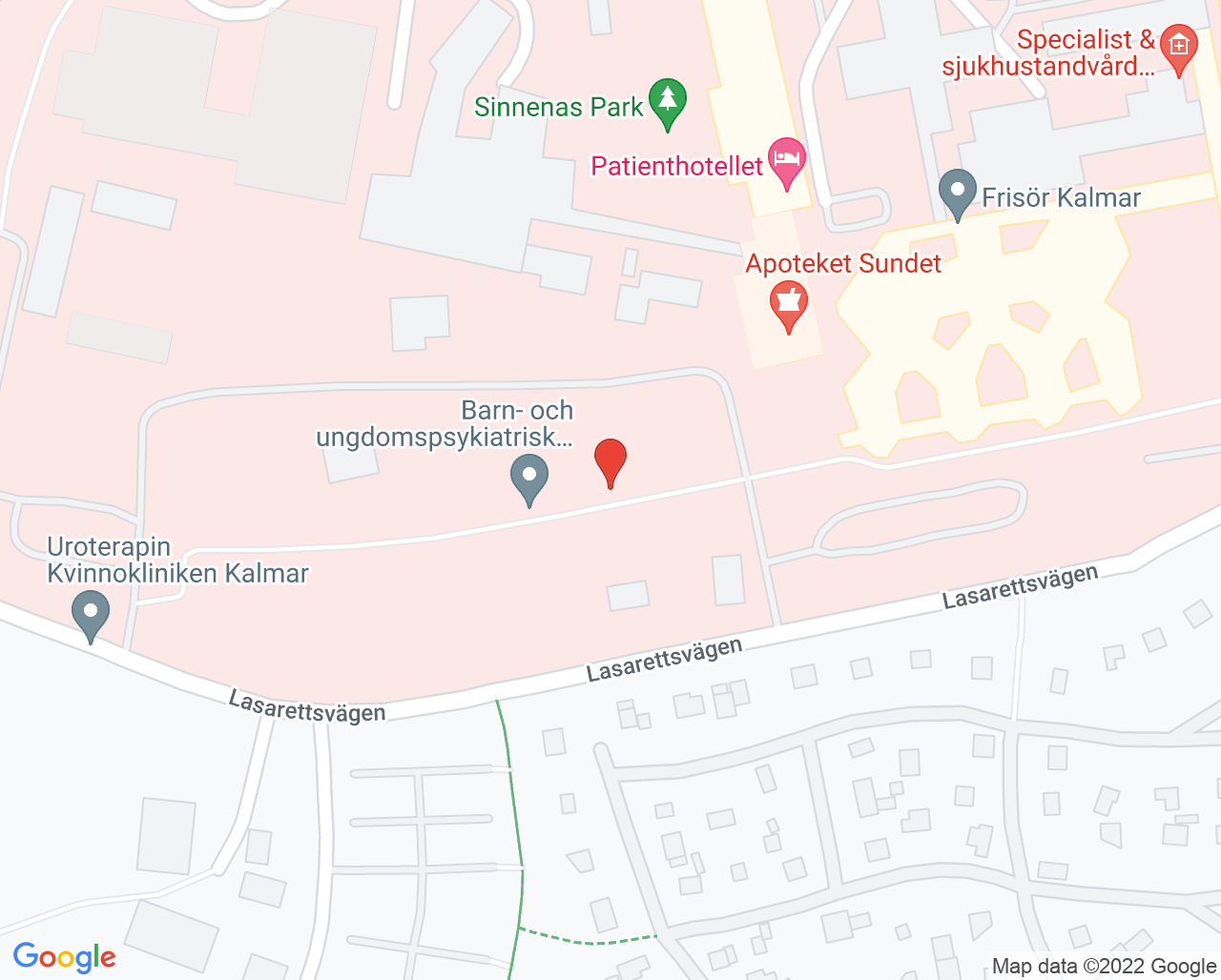Karta till Beroendecentrum Kalmar