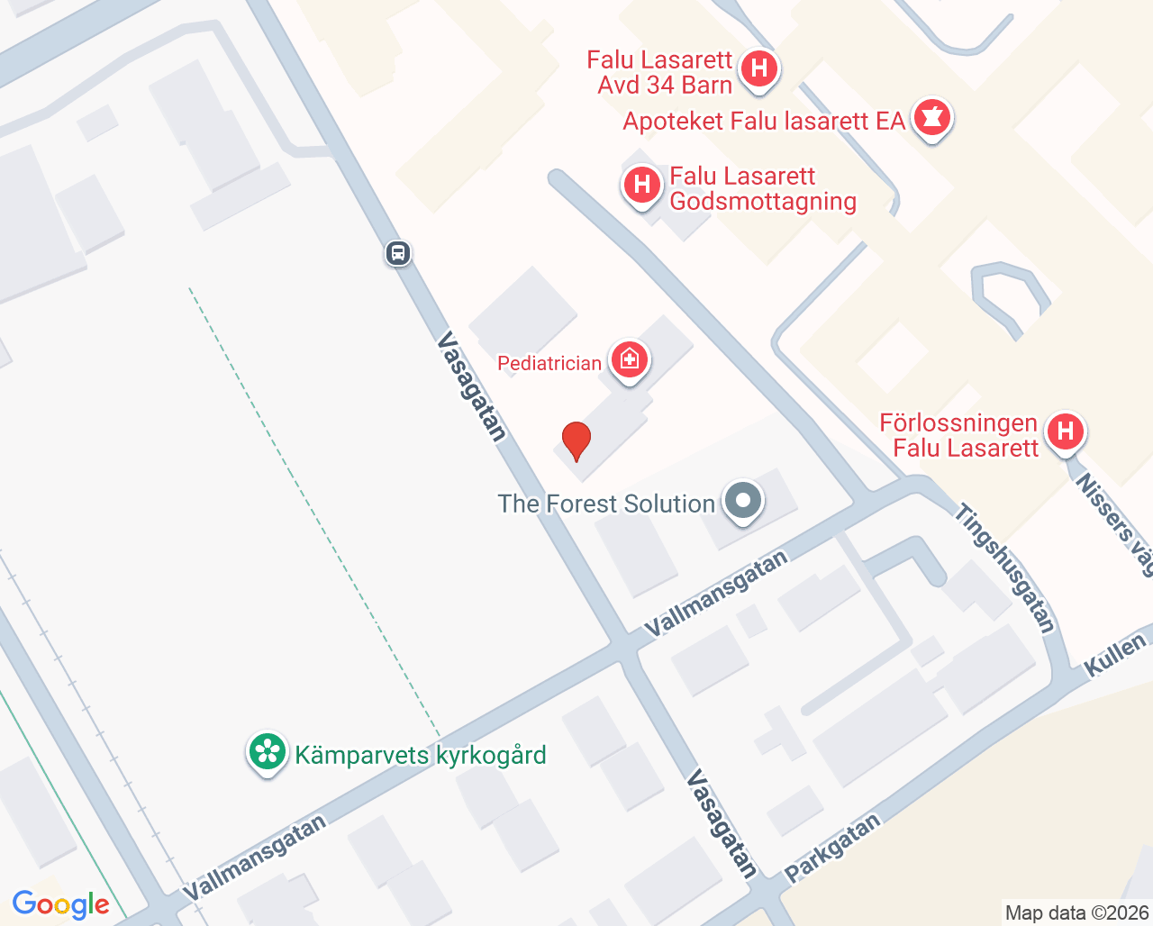 Karta till Specialistbarnhälsovård Dalarna