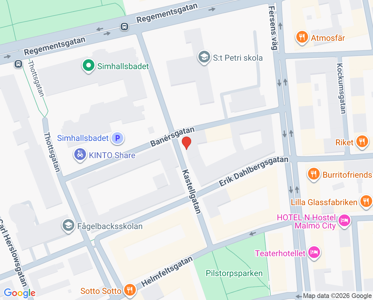 Karta till JS Rörlighet Psykologi, Malmö