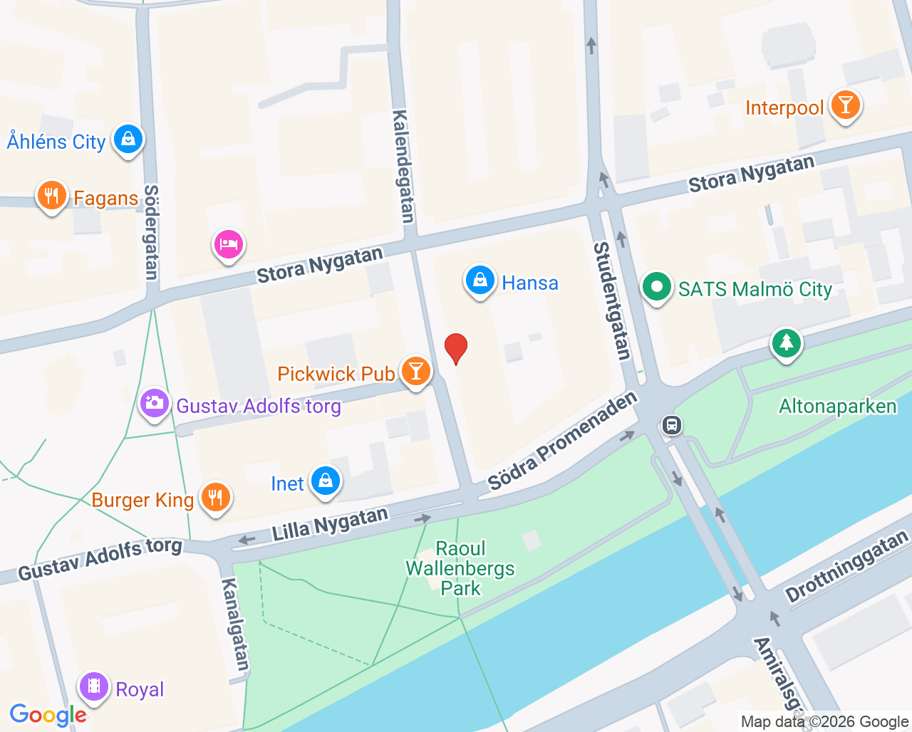Karta till Hudmottagning Hudläkarcentralen Malmö, Malmö