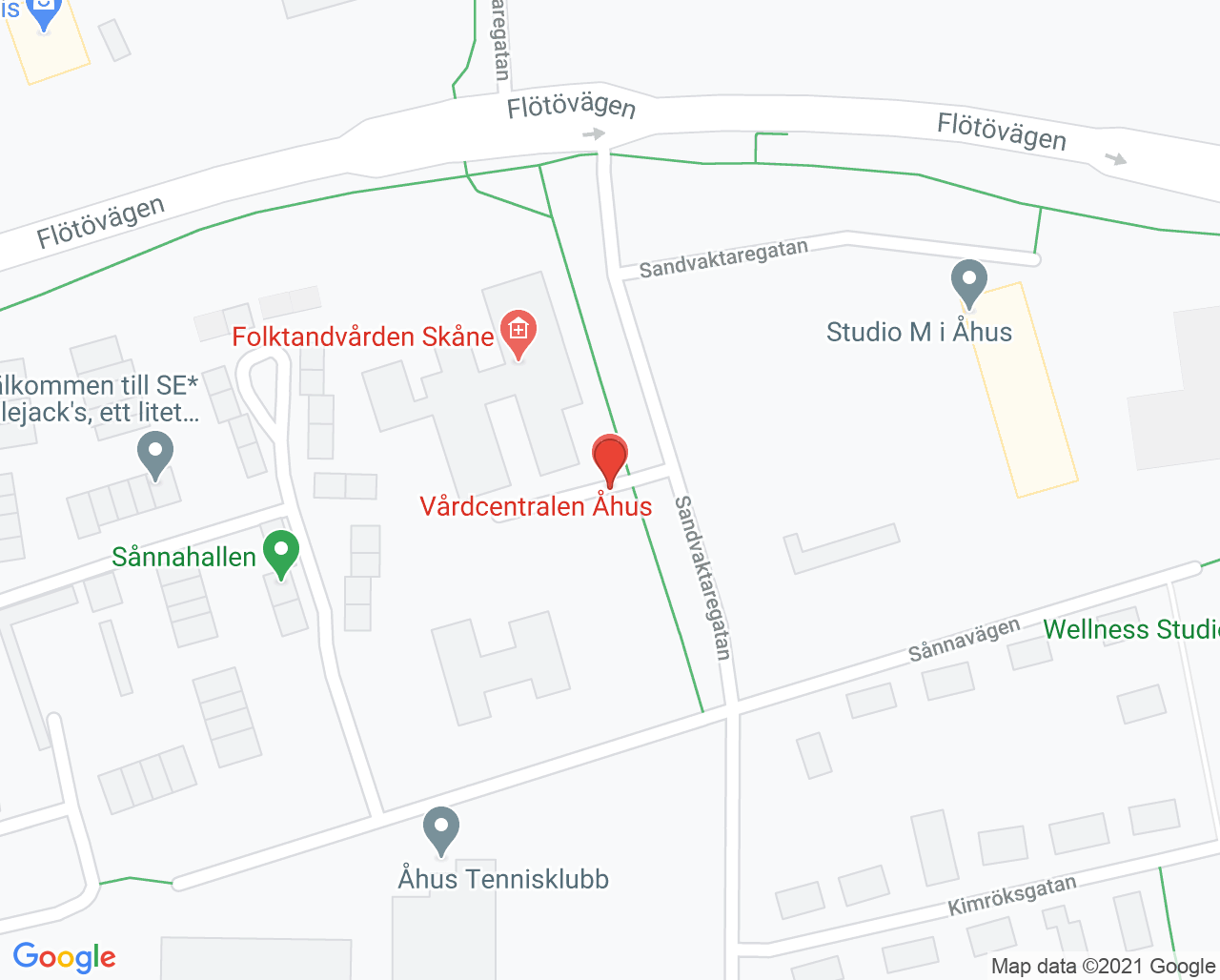 Karta till Åhus, Folktandvården Skåne AB