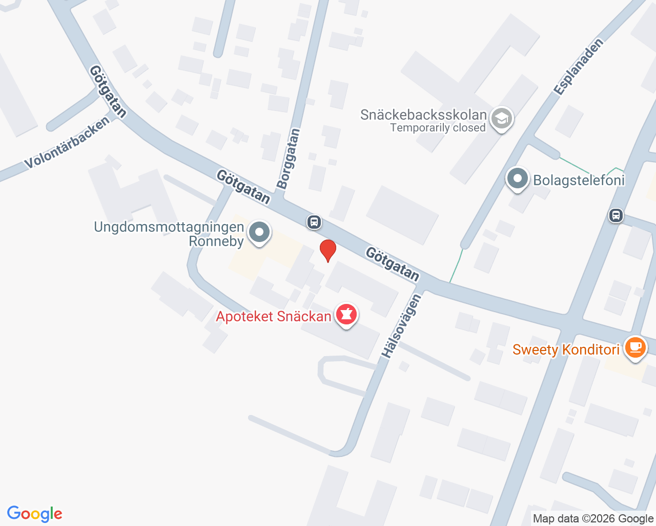 Karta till Ronneby rehabiliteringscenter