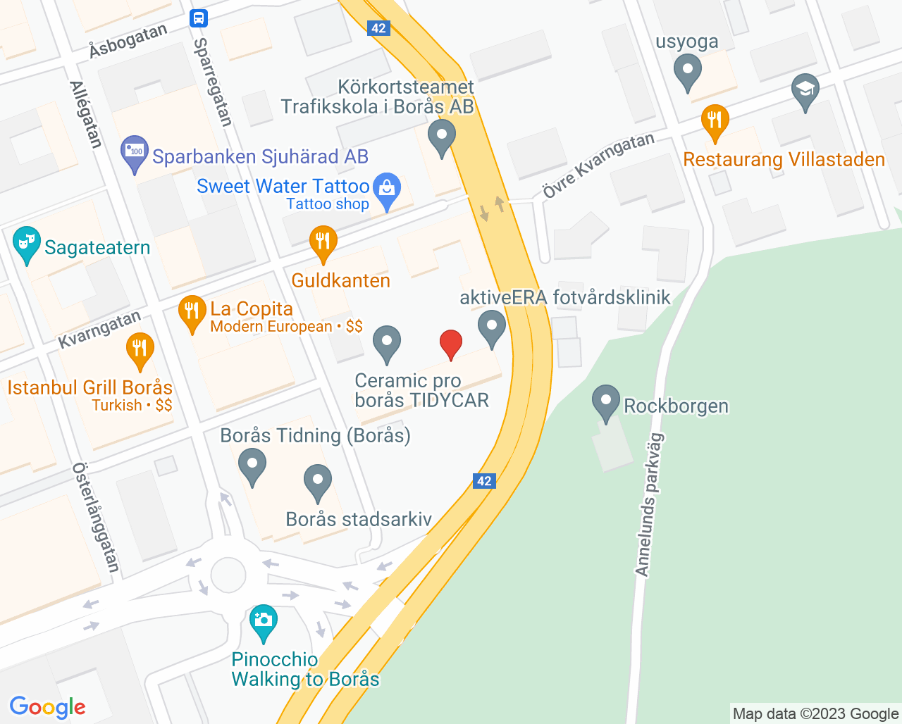 Karta till Tandläkargruppen Borås Carl Norlin, Borås