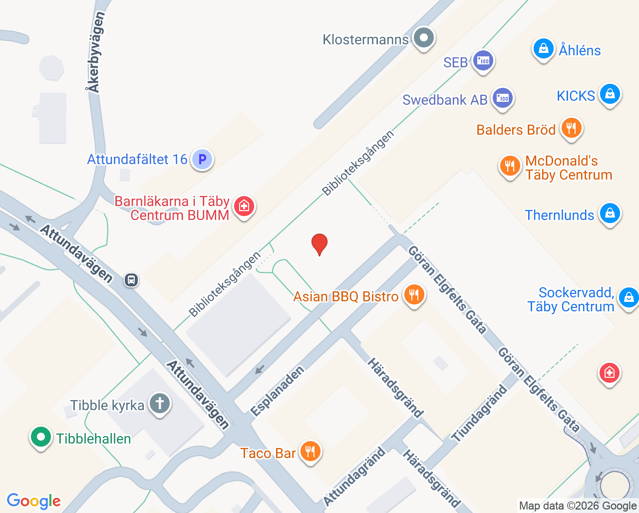 Karta till Vital Täby Centrum