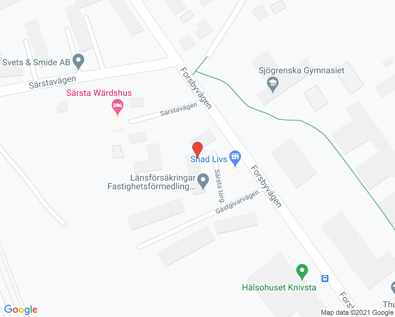 Karta till Tandläkare Louise Lamoureaux, Knivsta