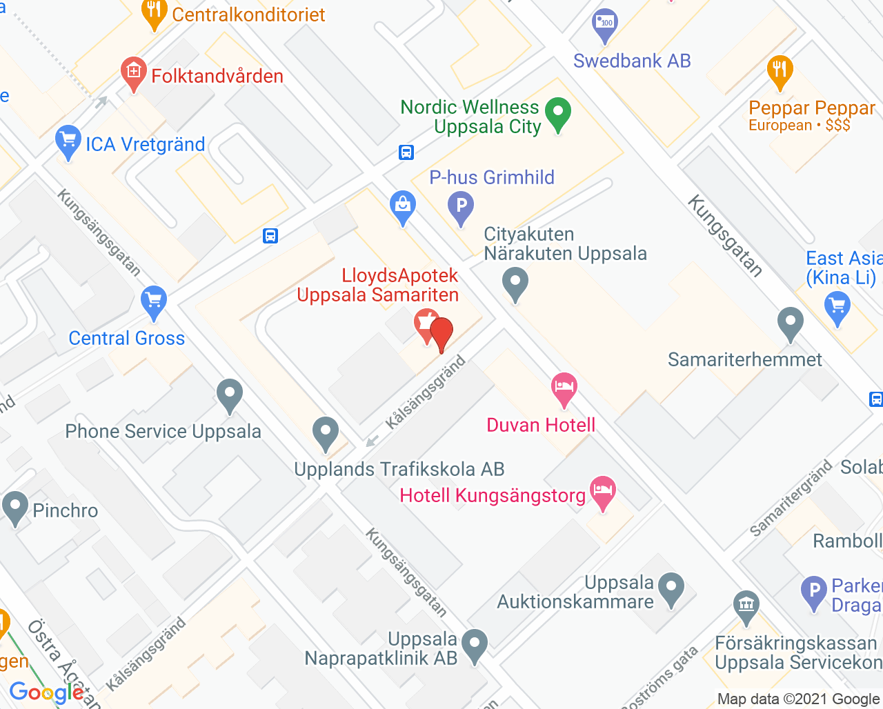 Karta till Aktiv Hälsa, Uppsala