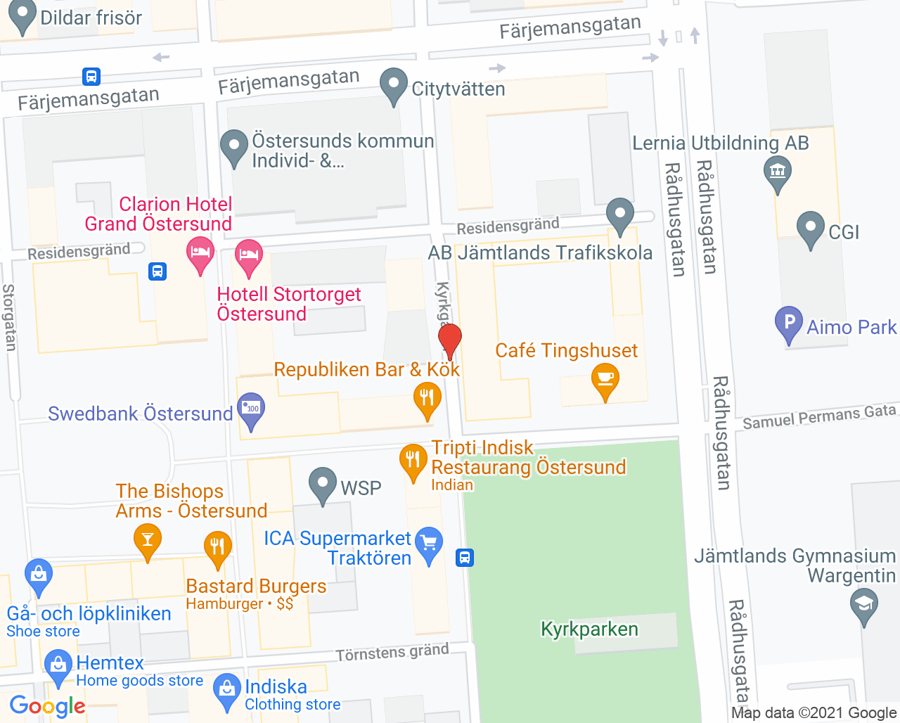 Karta till Björk Tandhälsa AB, Östersund