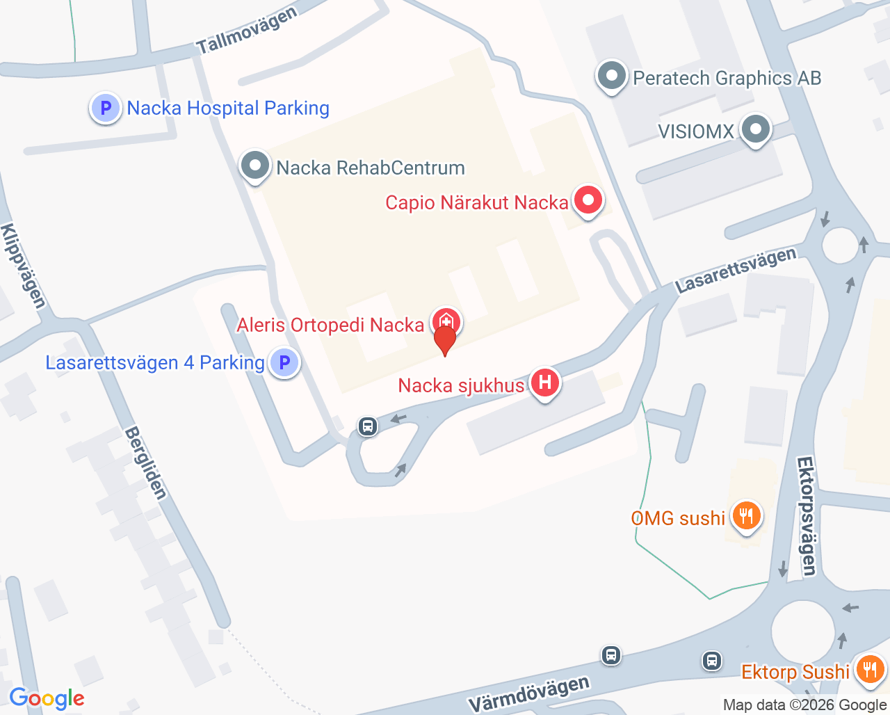 Karta till Ektorps vårdcentral