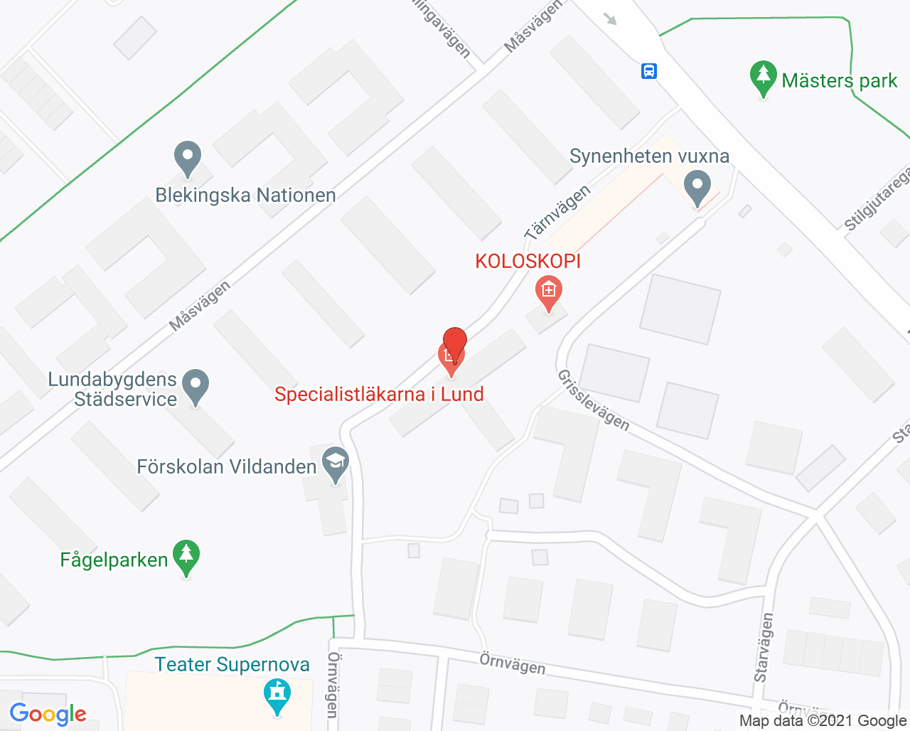 Karta till Vårdcentralen Måsen
