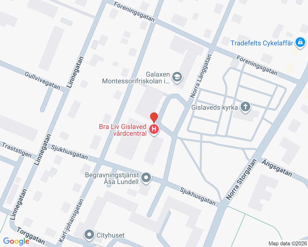 Karta till Bra Liv Gislaved vårdcentral