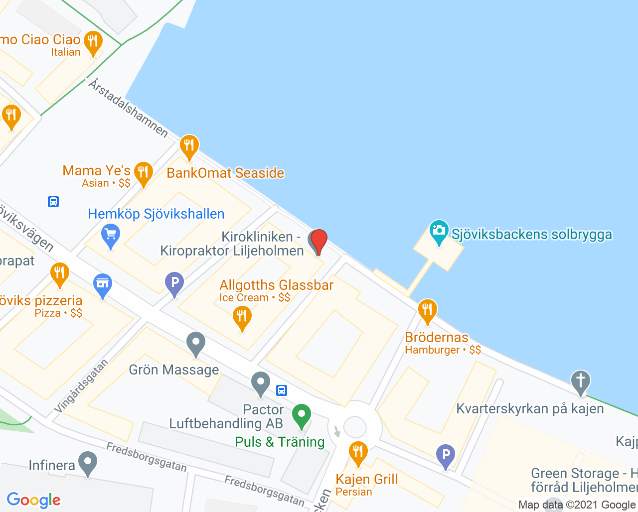 Karta till Kirokliniken - Liljeholmens Kiropraktorklinik