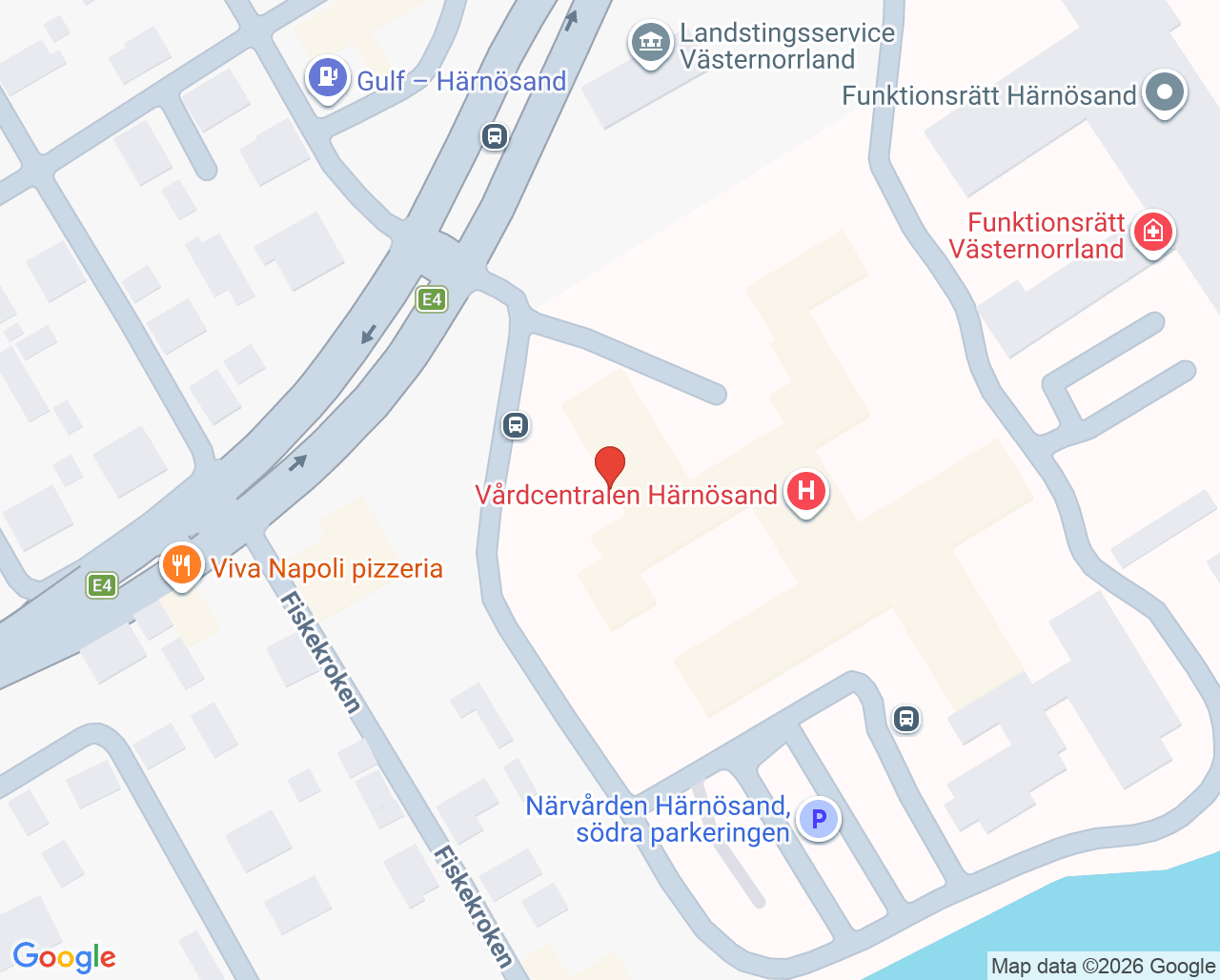 Karta till Familjecentralen Härnösand, Närvården