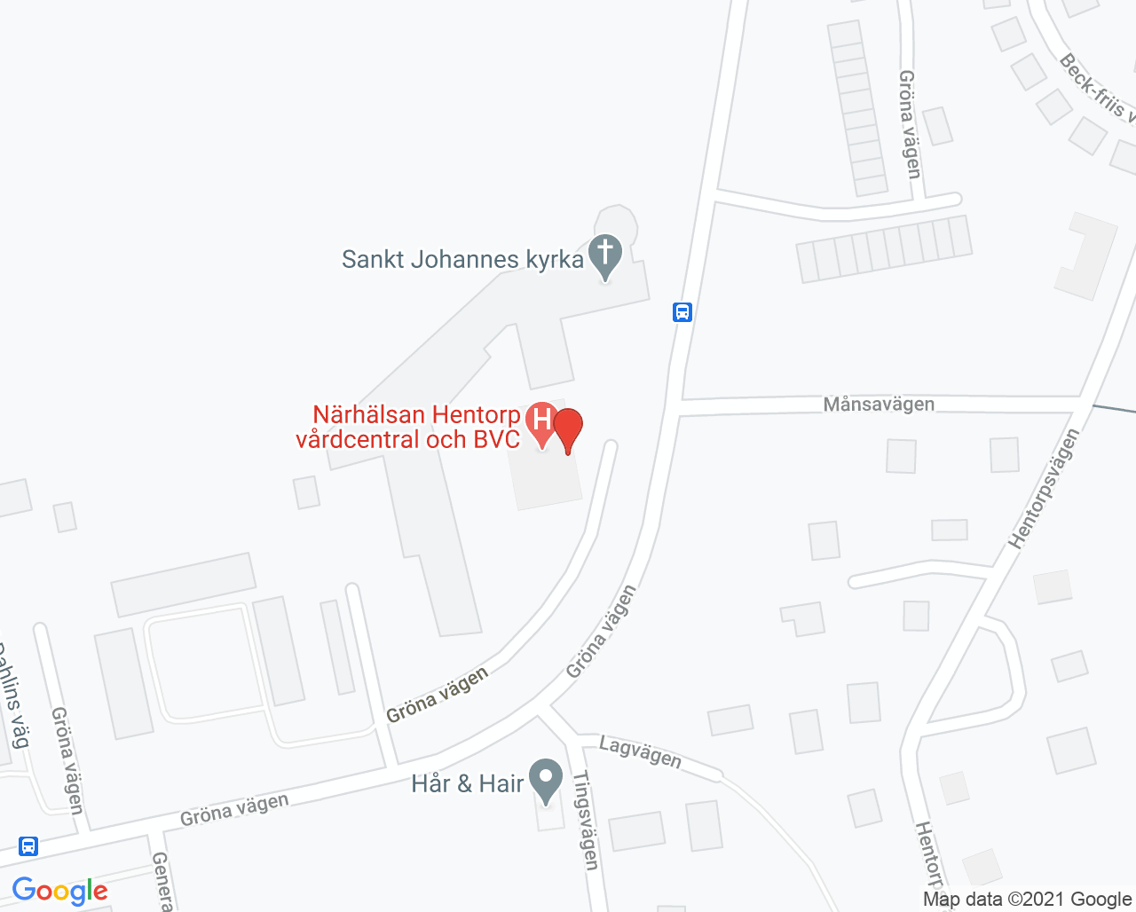 Karta till Närhälsan Hentorp vårdcentral - Skultorp, Skövde