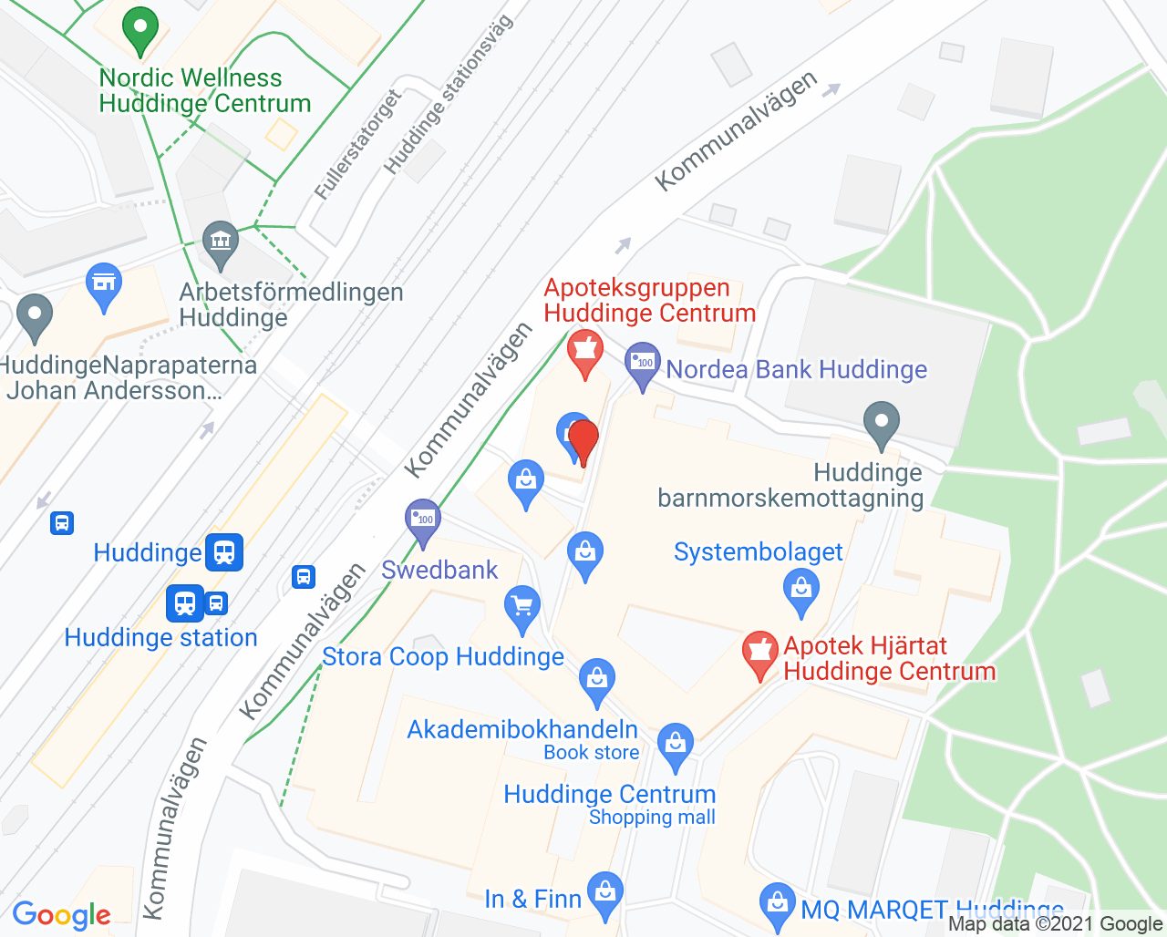 Karta till Distriktstandvården Huddinge Centrum