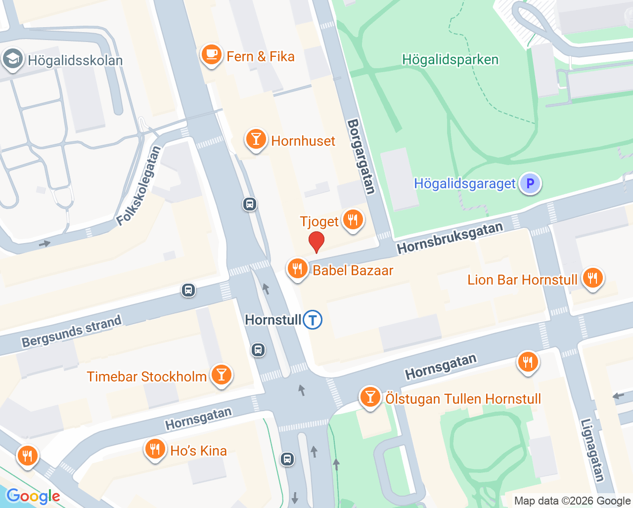 Karta till Folktandvården Hornstull